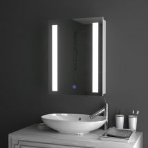 Wall Mounted Bathroom Mirror Cabinet with Internal Shelves and LED Lights