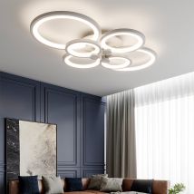 4/6/8 Lights Circular LED Light-Adjustable Semi Flush Mount Ceiling Light with Remote