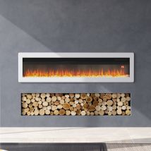 50 Inch Best Modern LED Electric Fireplace Heater Inserts with Tempered Glass & Remote and Adjustable Flames