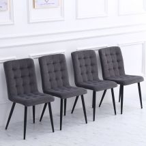 Velvet Upholstered Dining Chairs with Metal Legs Set of 4