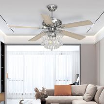 5 Blades Crystal Ceiling Fan with LED Light and Remote Control