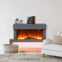 Freestanding Electric Fireplace in Dark Grey with Stand