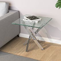 Metal Frame Coffee Table End Table Console Table with Glass Top