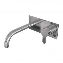 Brauer Chrome Edition Inbouw Wastafelmengkraan Met Gebogen Uitloop En Afdekplaat Model D1 Chroom