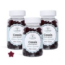 Cassis - LOS ESENCIALES monoingrediente - Programa de 3 meses - Gummies - Complementos alimenticios veganos fabricados en Francia - Lashilé Beauty