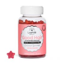 Good Hair Vitaminas crecimiento y fortalecimiento - 1 Programa de 1 mes - Gummies - Complementos alimenticios fabricados en Francia - Lashilé Beauty