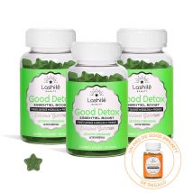 Good Detox Essentiel Piel y organismo - 1 Programa de 3 mes - Gummies - Complementos alimenticios veganos fabricados en Francia - Lashilé Beauty