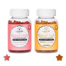 Pack Duo Good Hair + Good Sun - 1 Programa de 3 meses - Gummies - Complementos alimenticios veganos fabricados en Francia - Lashilé Beauty