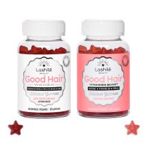 Pack Duo Good Hair + Good Hair Women - 1 Programa de 3 meses - Gummies - Complementos alimenticios veganos fabricados en Francia - Lashilé Beauty