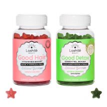 Pack Duo Good Hair y Good Detox - 1 Programa de 1 mes - Gummies - Complementos alimenticios veganos fabricados en Francia - Lashilé Beauty