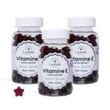 Vitamina E - Monoingrediente - 1 Programa de 3 meses - Gummies - Complementos alimenticios veganos fabricados en Francia - Lashilé Beauty