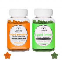 Pack Duo Good Detox + Good Immunity - 1 Programa de 1 mes - Gummies - Complementos alimenticios veganos fabricados en Francia - Lashilé Beauty