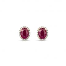 Forever Classic Ruby & Diamonds Oval Stud Earrings