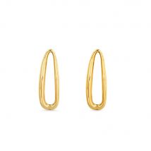 Modern Edge Elongated Oval Gold Stud Earrings