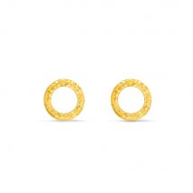 Modern Edge Hammered Loop Gold Stud Earrings