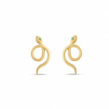 Sarpe Zambian Emerald Snake Stud Earrings