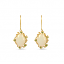 Demeter's Romance Ethiopian Opal & Tsavorite Floral Drop Earrings