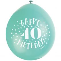 Unique Party Happy 40th Birthday Balloons, 9in, Assorted, Pack of 10
