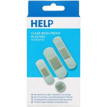 Help 20 Assorted Washproof Plasters, Clear