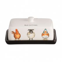Price & Kensington, Back To Front Butter Dish, White (Hen, Duck & Sheep)