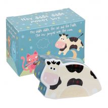 Churchill Hey Diddle Diddle Cow Shaped Money Box, Off-White
