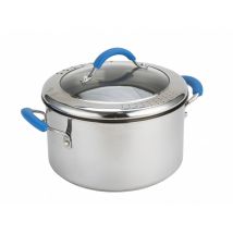 Joe Wicks, Stainless Steel Large Stockpot with Straining Lid, 24cm/5.7L, Blue