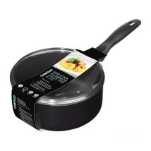 Chef Aid 18cm Non-Stick Aluminium Sauce Pan & Lid, Black