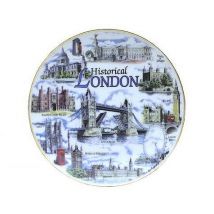 Elgate Historical London Collage Plates with Gold Rims, 10cm