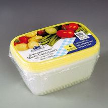 Essential Housewares Microwave Containers with Yellow Lids, 1000cc, Pack of 4