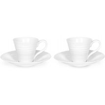 Portmeirion Sophie Conran Porcelain Espresso Cup & Saucers, Set of 2, White