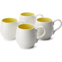 Portmeirion Sophie Conran Porcelain Honey Pot Barrel Mug, 10oz, Set Of 4, Sunshine