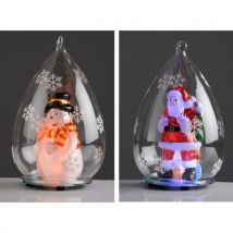Christmas Drop with Led Light Decoration Glass Ball, 2 Assorted Model