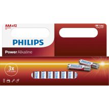 Philips Power Alkaline AAA Battery, Pack of 12, Red
