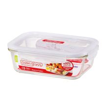 Lock & Lock Oven glass Rectangular Container, 1 litre, Clear