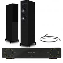 Arcam A5+ Integrated Amplifier with Wharfedale Diamond 12.4i Floorstanding Speakers Pair - Black