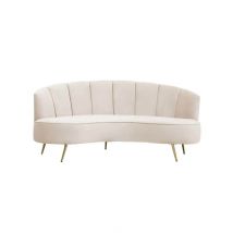 Curved Beige Velvet Sofa
