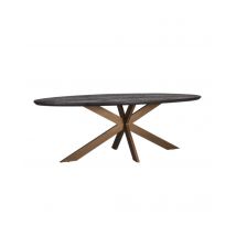Black Herringbone Brass Dining Table 230