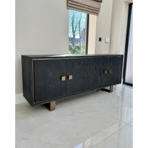 Black Rustic Brass Inlay Sideboard