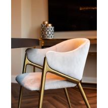 Luxury Brass & Mink Velvet Chair