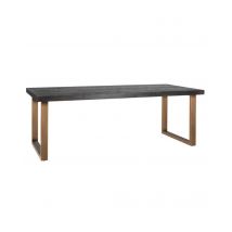 Black Herringbone Brass Dining Table 220