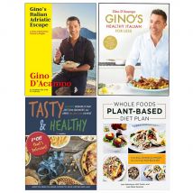 Gino's Italian Adriatic Escape, Gino's Healthy Italian for Less, Whole Foods Plant- Based Diet Plan, Tasty & Healthy 4 Books Collection Set