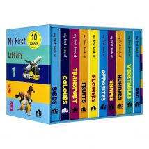 My First Library Box Set 1: 10 Board Books Collection Set (Birds, Colours, Transport, Fruits, Flowers, Opposites, Shapes, Numbers, Vegetables & ABC)