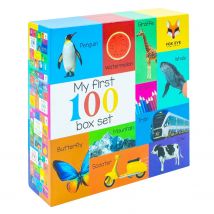 My First 100 Words Box Set 4 Board Books Collection Set Words, Animals, Colours
