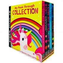 My Little World Series My Peek Through Collection 5 Books Box Set  (Unicorn, Kiss, I Love My Mummy, Flamingo)