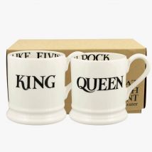 Emma Bridgewater Black Toast King & Queen Set Of 2 1/2 Pint Mugs (Boxed)