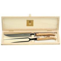 Claude Dozorme 2 Piece Olive Wood Carving Set