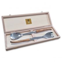 Claude Dozorme Olive Wood Salad Servers Box Set