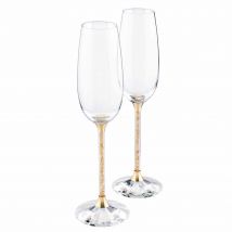 Swarovski Crystalline Golden Shadow Toasting Flutes (Set of 2)
