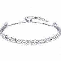 Swarovski Subtle Double Bracelet, White, Rhodium Plated