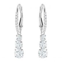 Swarovski Attract Trilogy Round Pierced Earrings, White, Rhodium Plated